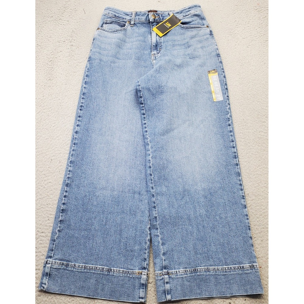 Lee Legendary Wide Leg Jeans Womens 12 Short Blue Denim High Rise Streetwear